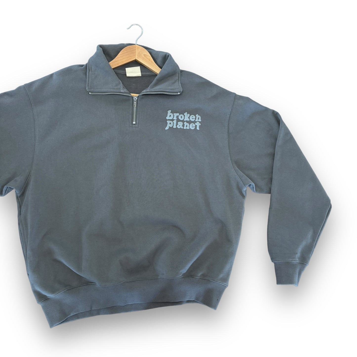 broken planet 1/4 zip/ jumper, xl, grey