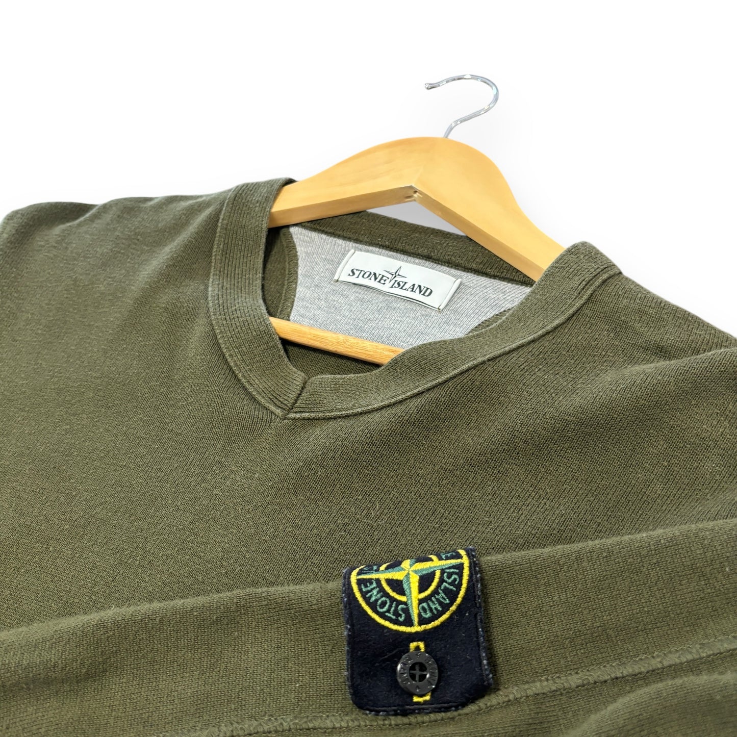 Stone island V jumper knitted, green, medium, relaxed fit