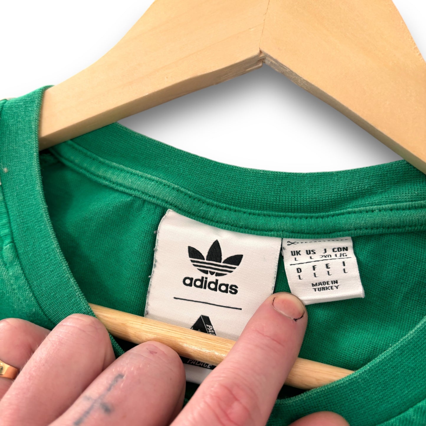 Palace x adidas, T-shirt, green & white, large