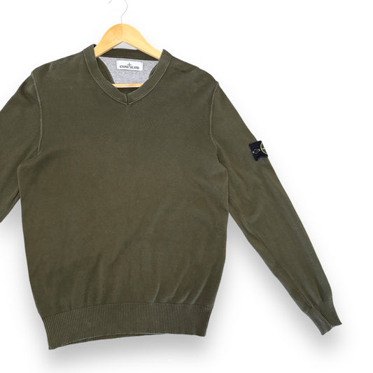 Stone island V jumper knitted, green, medium, relaxed fit