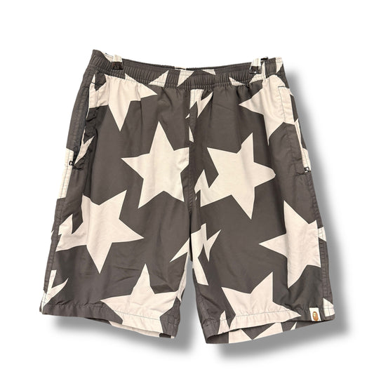 A bathing ape shorts, large relaxed, black & white