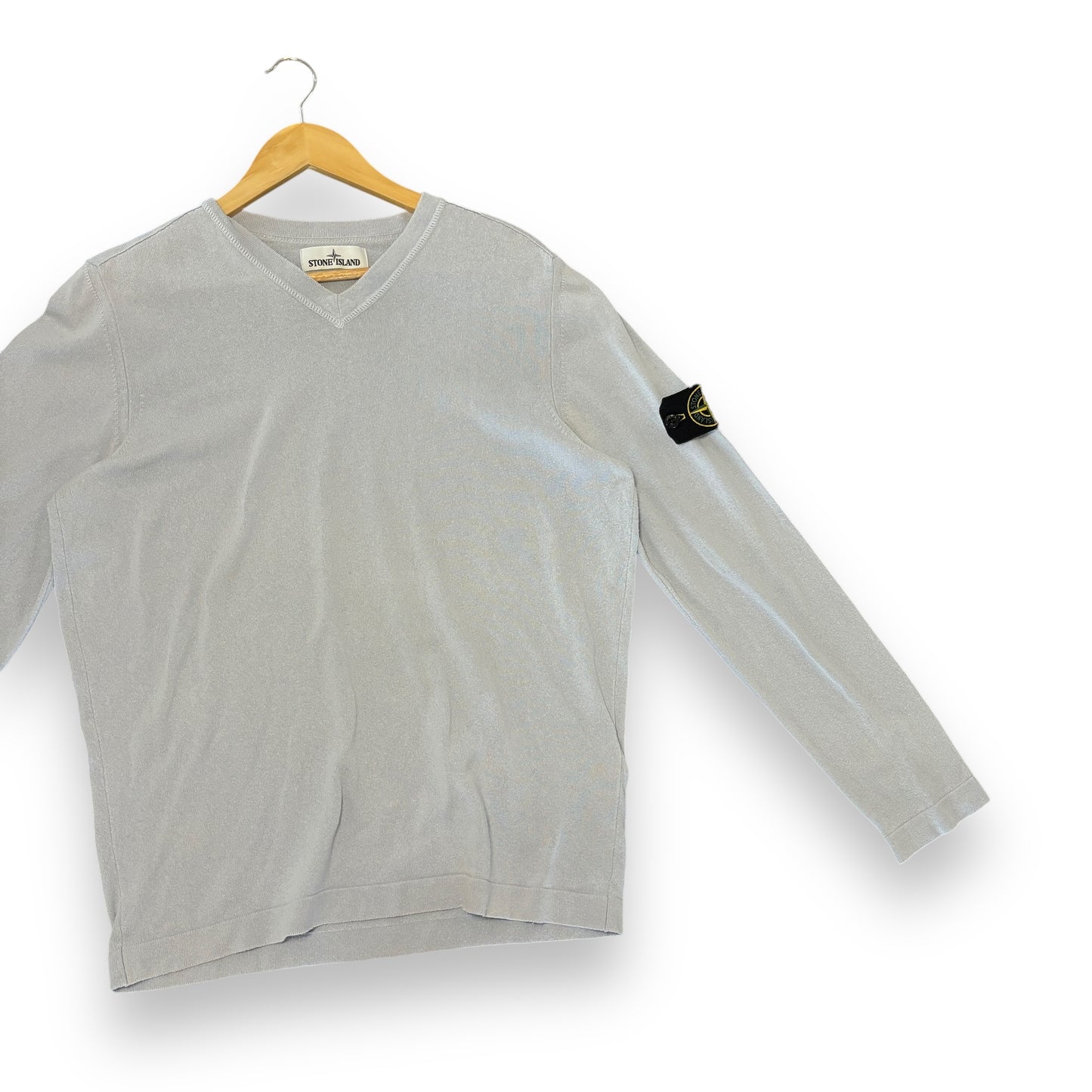 Stone island V jumper, grey, large, relaxed