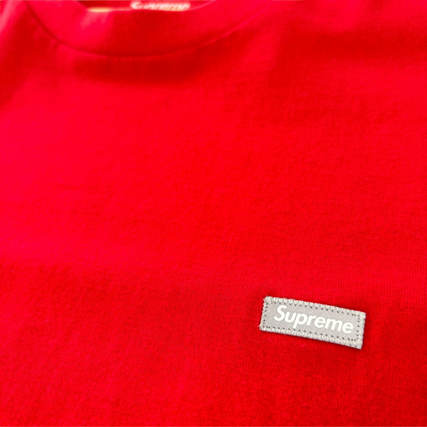 Supreme reflective mini box logo t-shirt, large, red