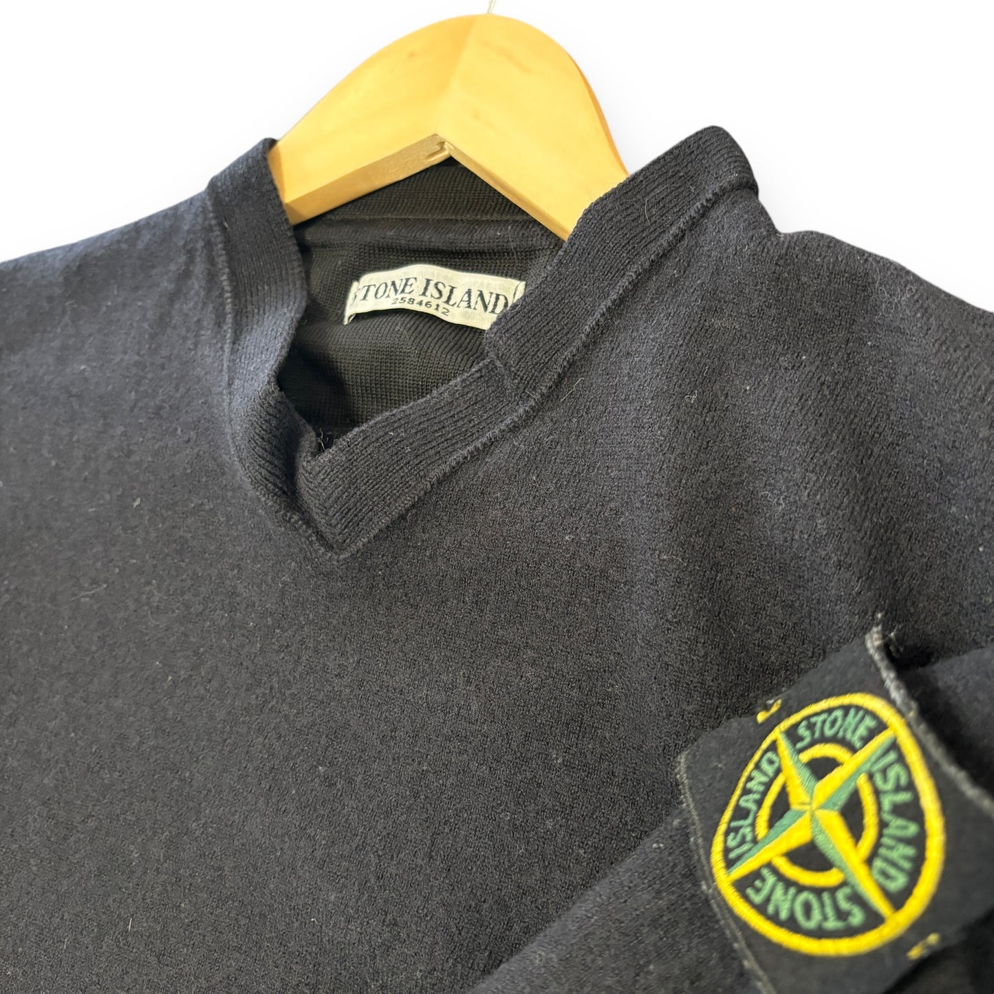 Stone island knitted V jumper, black, small, slim