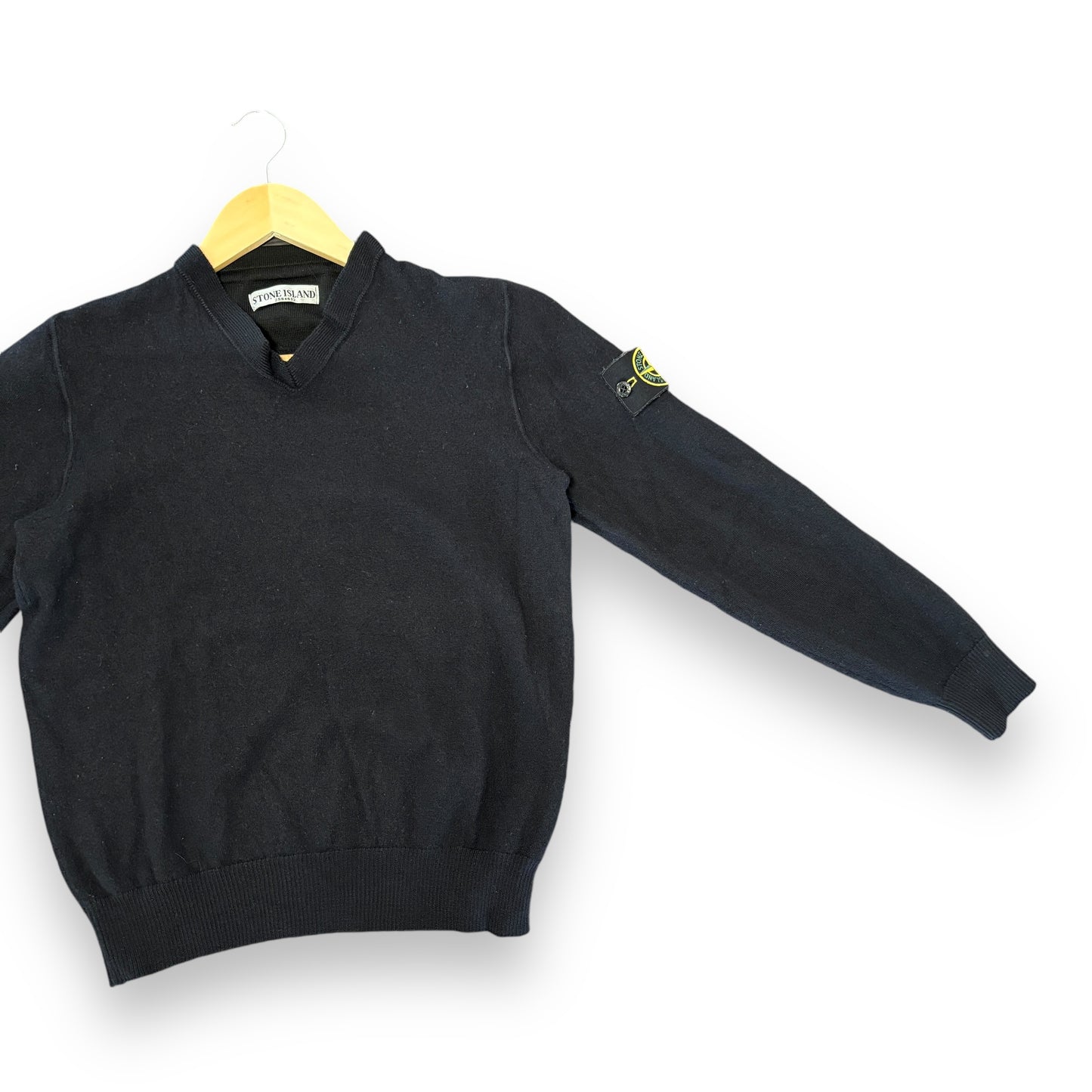 Stone island knitted V jumper, black, small, slim