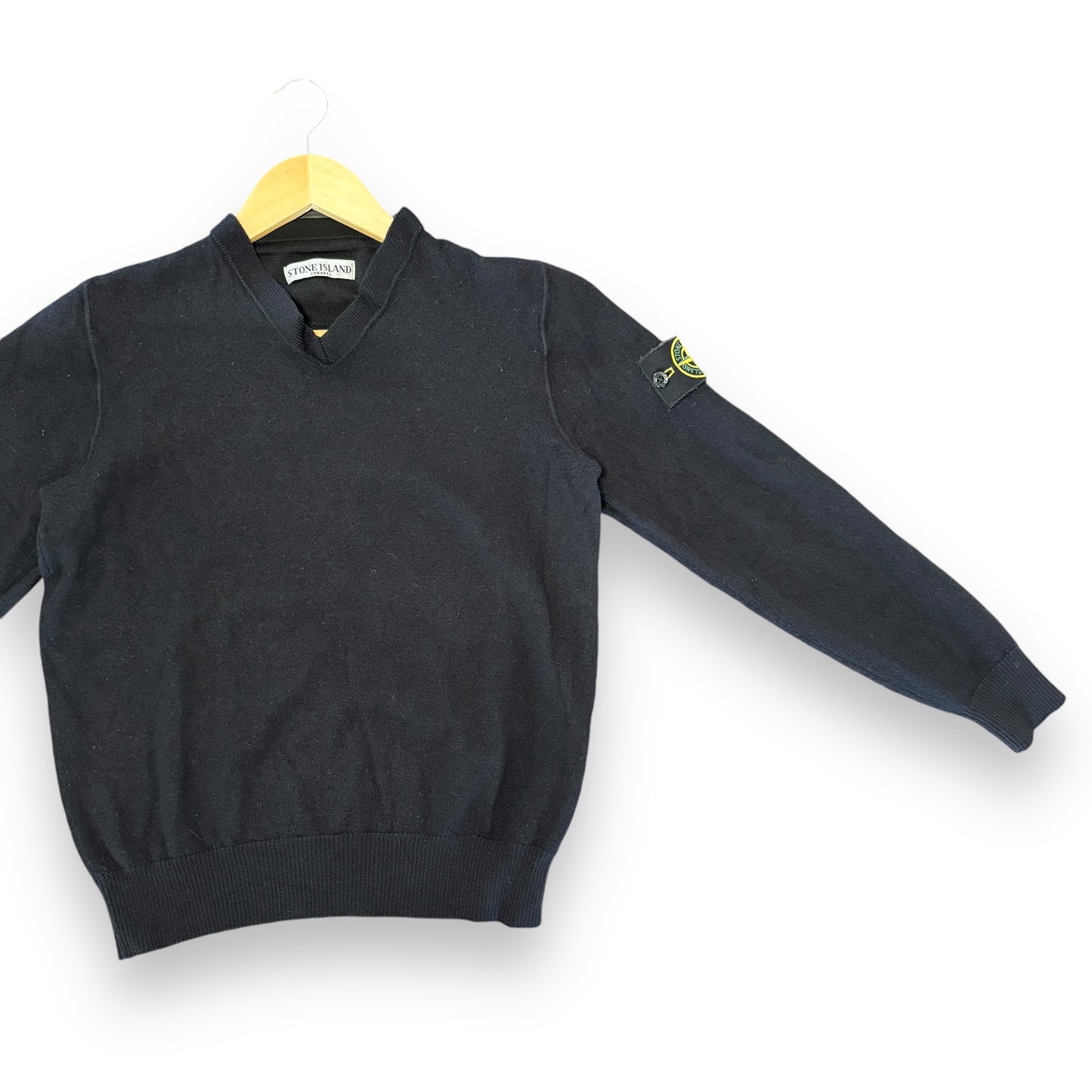 Stone island knitted V jumper, black, small, slim