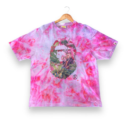 A bathing ape T-shirt, large, pink and white , custom