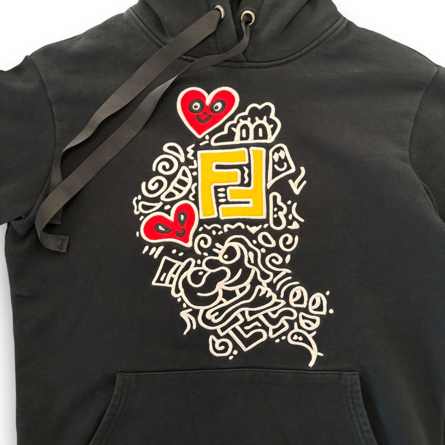 fendi hoodie, black, XS, embroidery