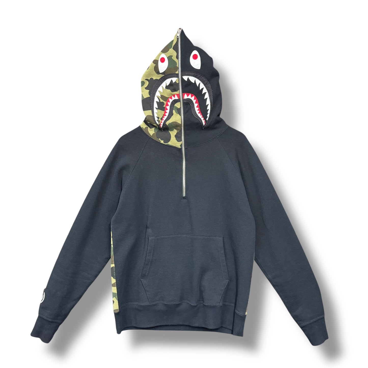 A bathing ape hoodie/ quarter zip, black, medium