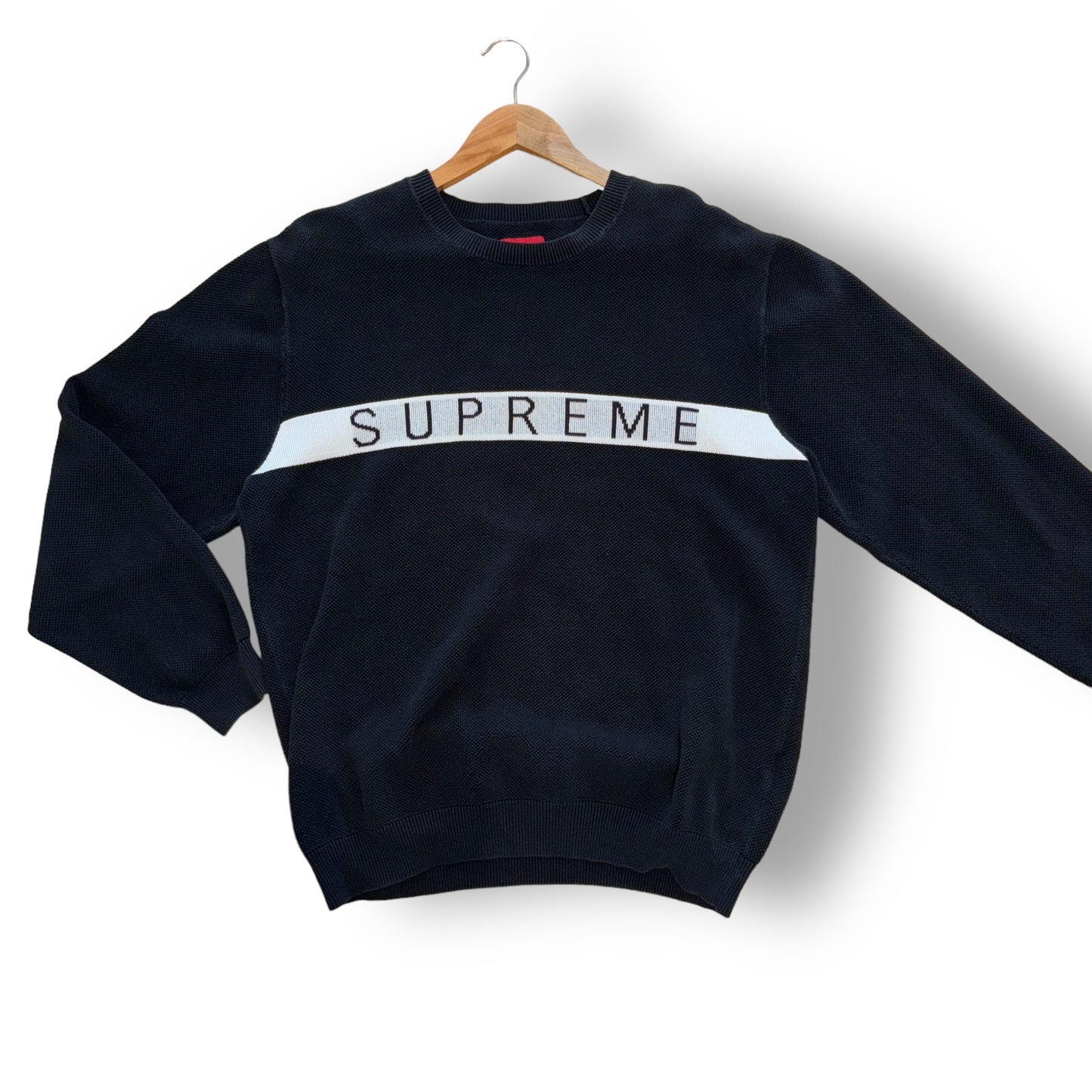 Supreme jumper, logo, black, large, black and white