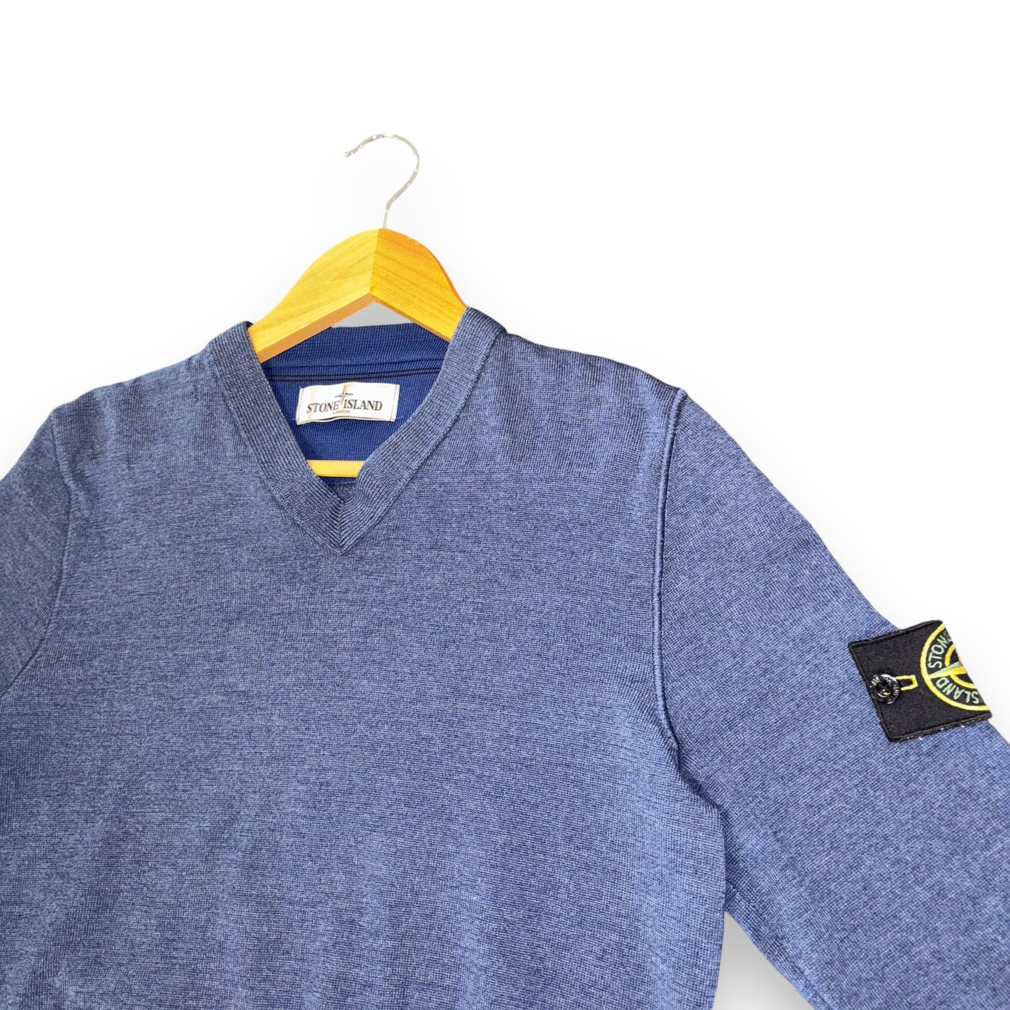 Stone island V jumper knitted, blue, medium, slim fit