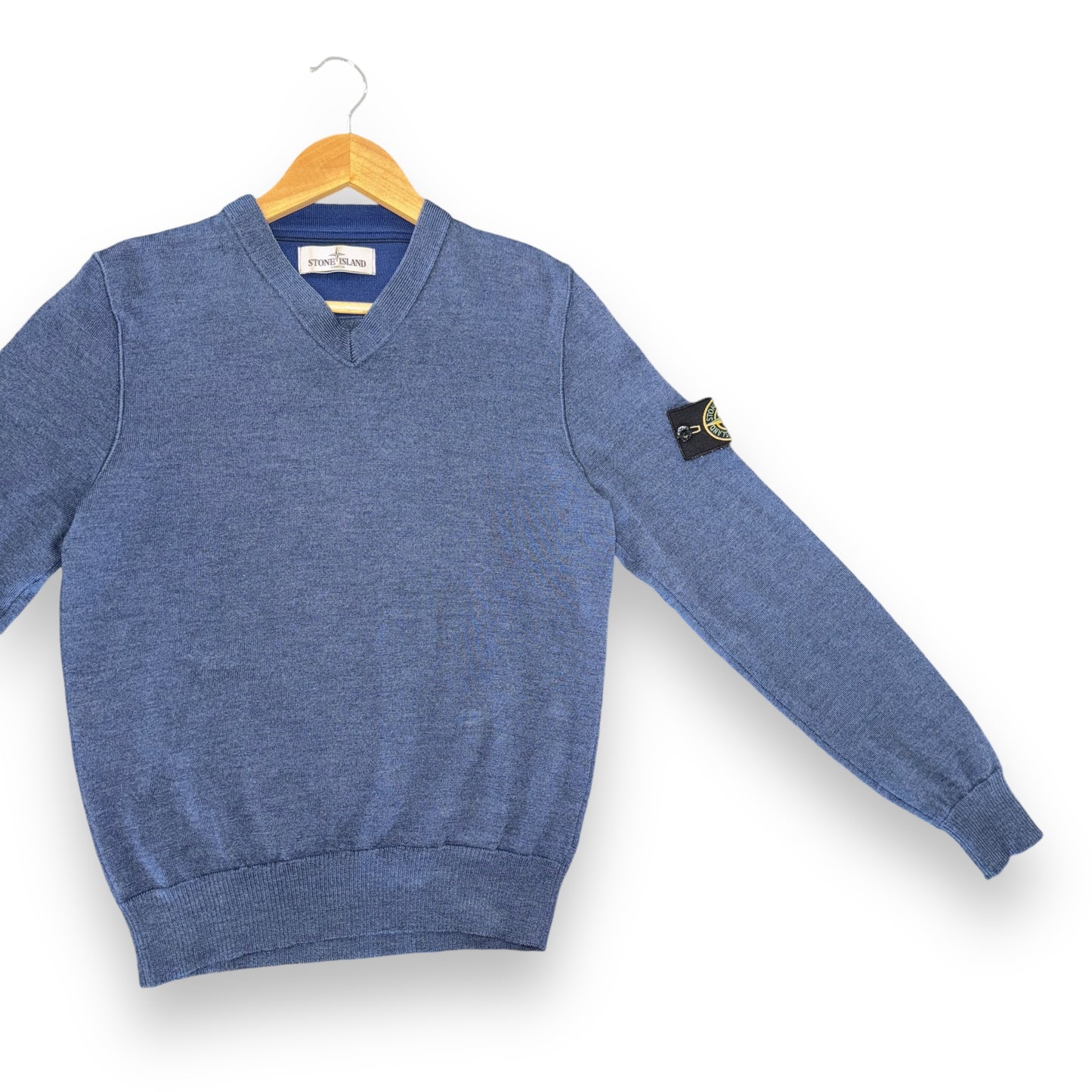 Stone island V jumper knitted, blue, medium, slim fit