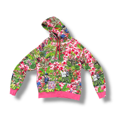 A bathing ape hoodie, pink & multi, medium relaxed
