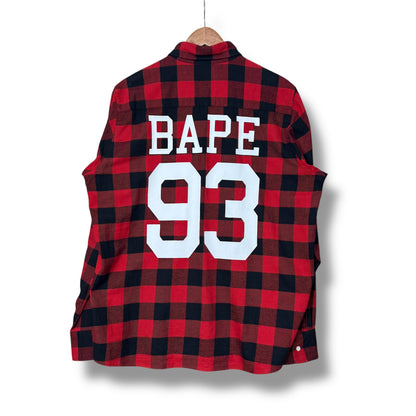 A bathing ape, Check shirt, XL, Red Black