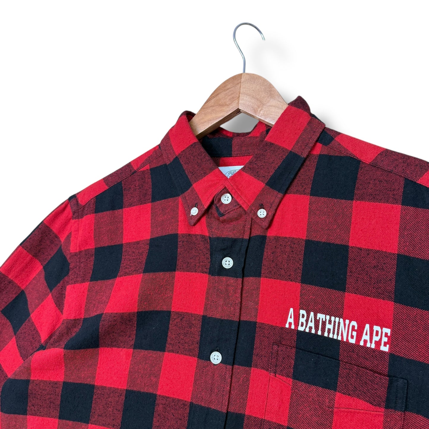 A bathing ape, Check shirt, XL, Red Black