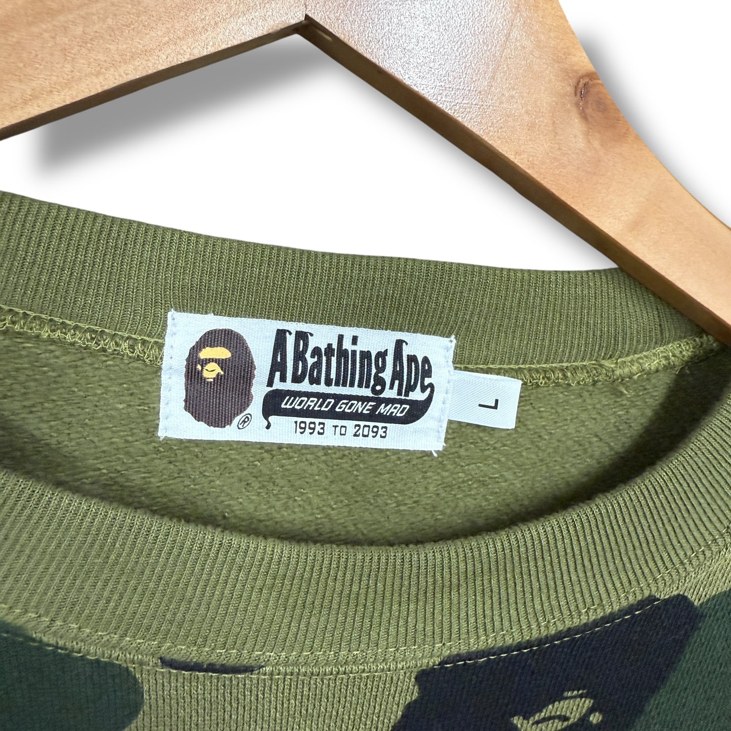 A bathing ape jumper, large, green camo