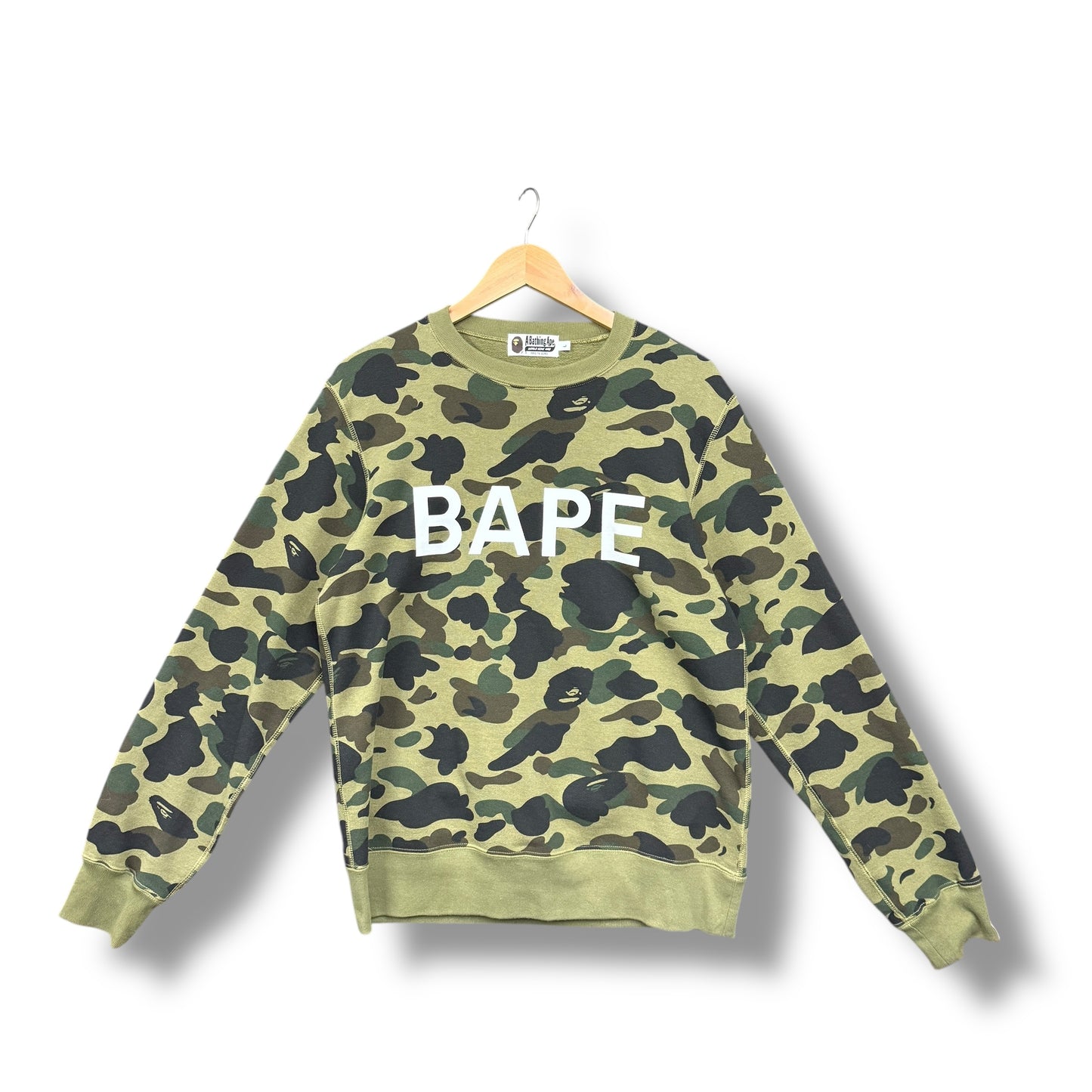 A bathing ape jumper, large, green camo