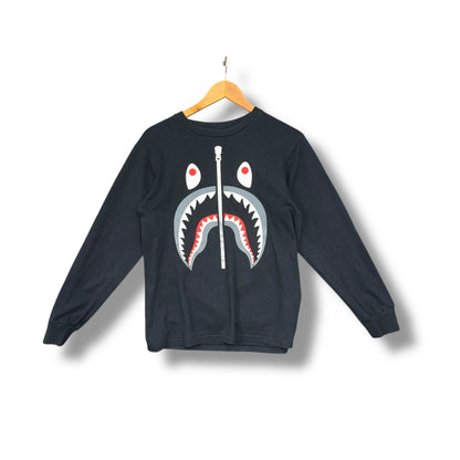 A bathing ape long sleeve T, black, shark face, small