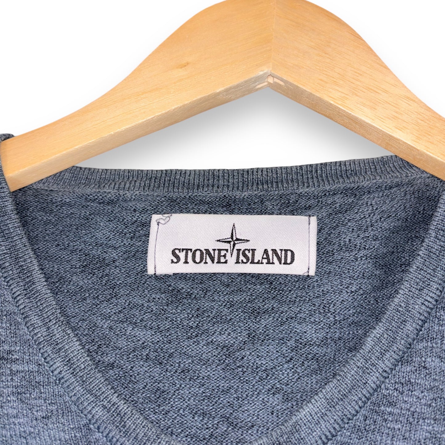 Stone island V jumper knitted, blue, small, relaxed fit