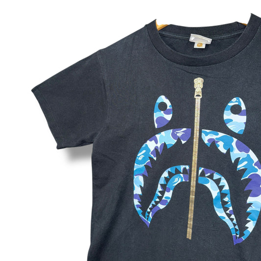 A bathing ape shark T-shirt, small, black & blue