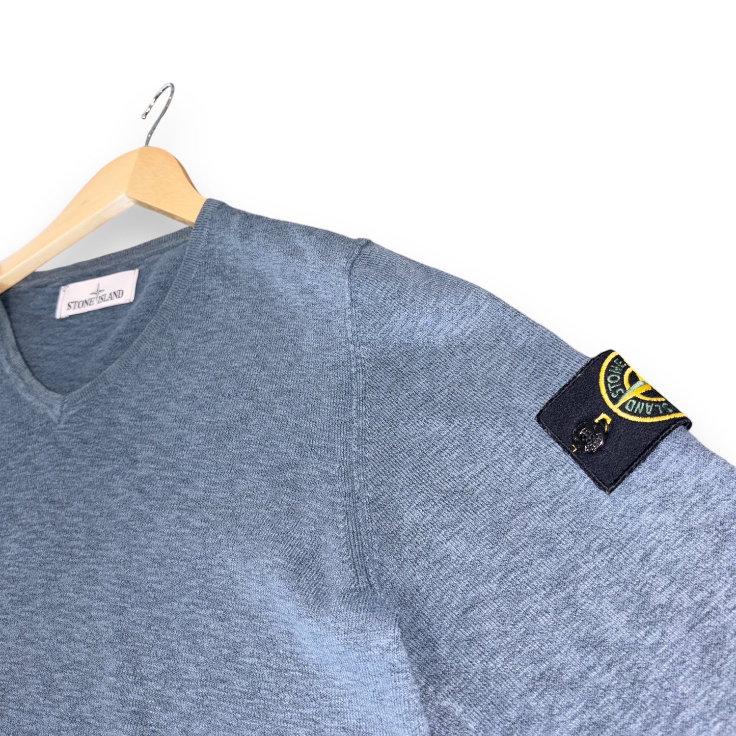 Stone island V jumper knitted, blue, small, relaxed fit