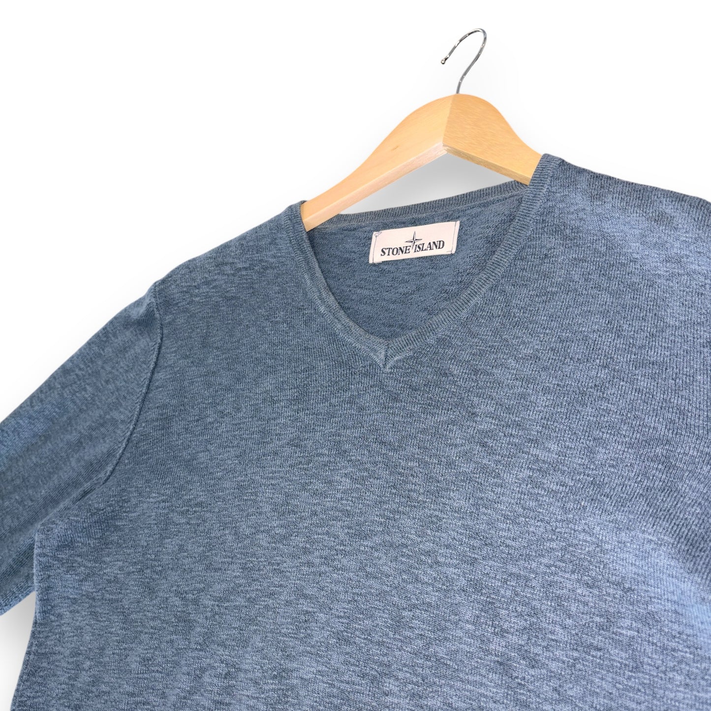 Stone island V jumper knitted, blue, small, relaxed fit