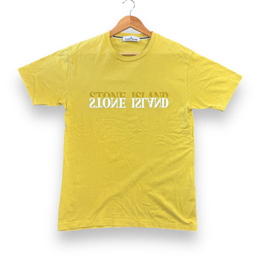 stone island t-shirt, reflective, yellow, small