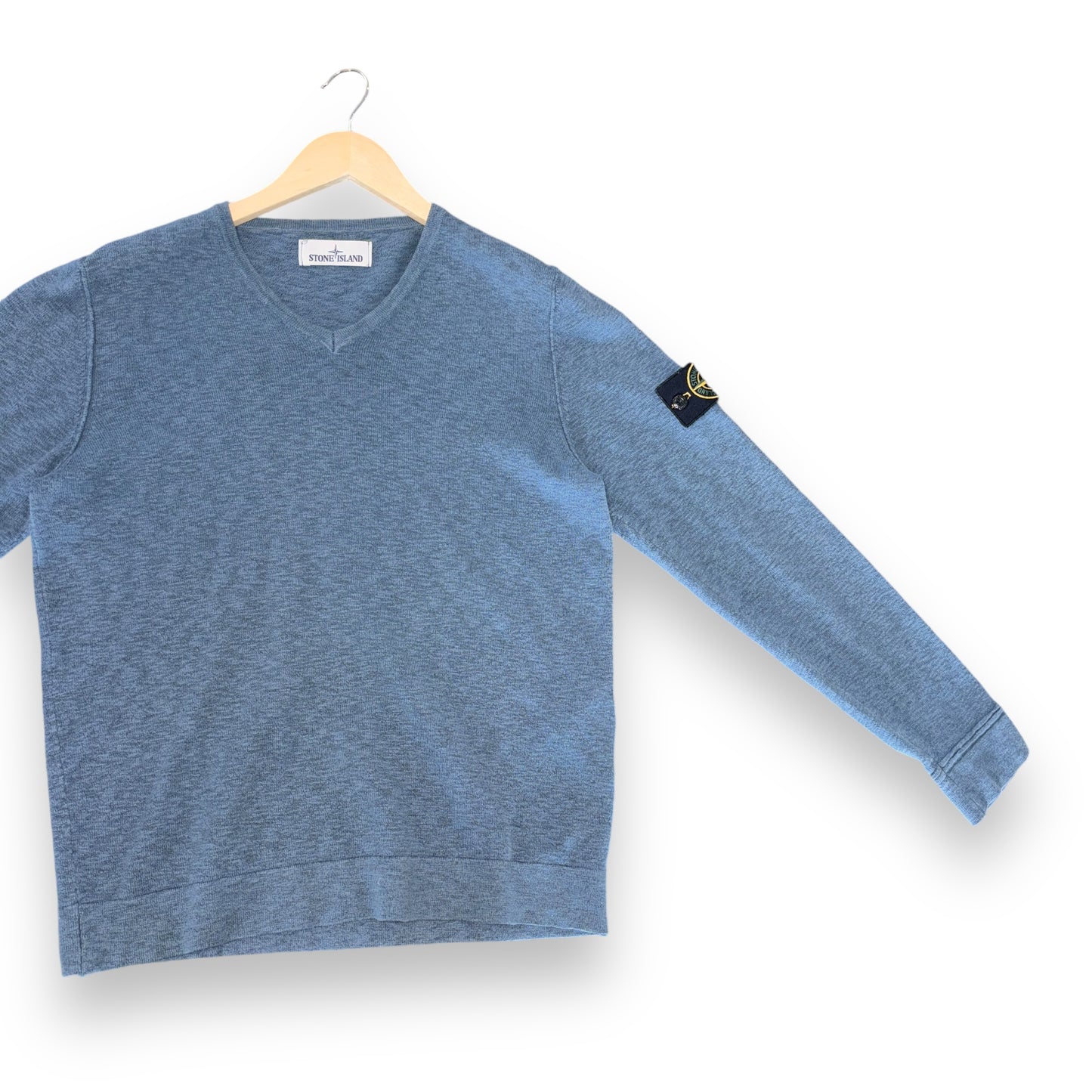 Stone island V jumper knitted, blue, small, relaxed fit