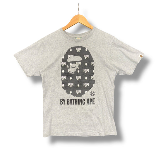 A bathing ape logo T-shirt, small, grey and black