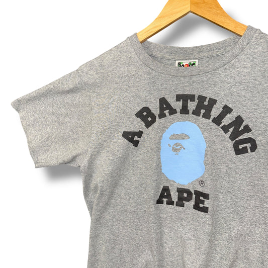 A bathing ape logo T-shirt, small, grey and blue