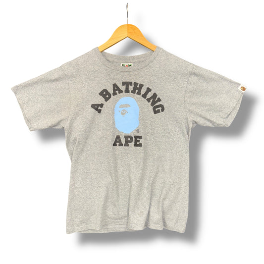 A bathing ape logo T-shirt, small, grey and blue