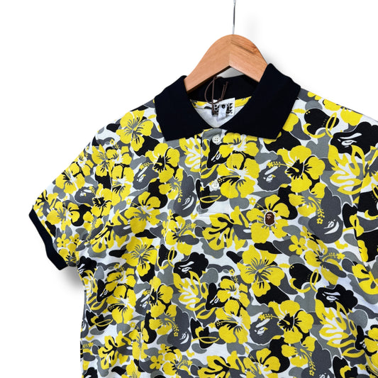 a bathing ape polo shirt, multi floral, small relaxed, new
