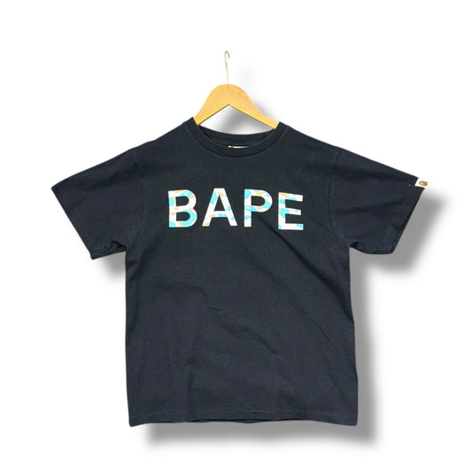 A bathing ape logo T-shirt, small, black & multi