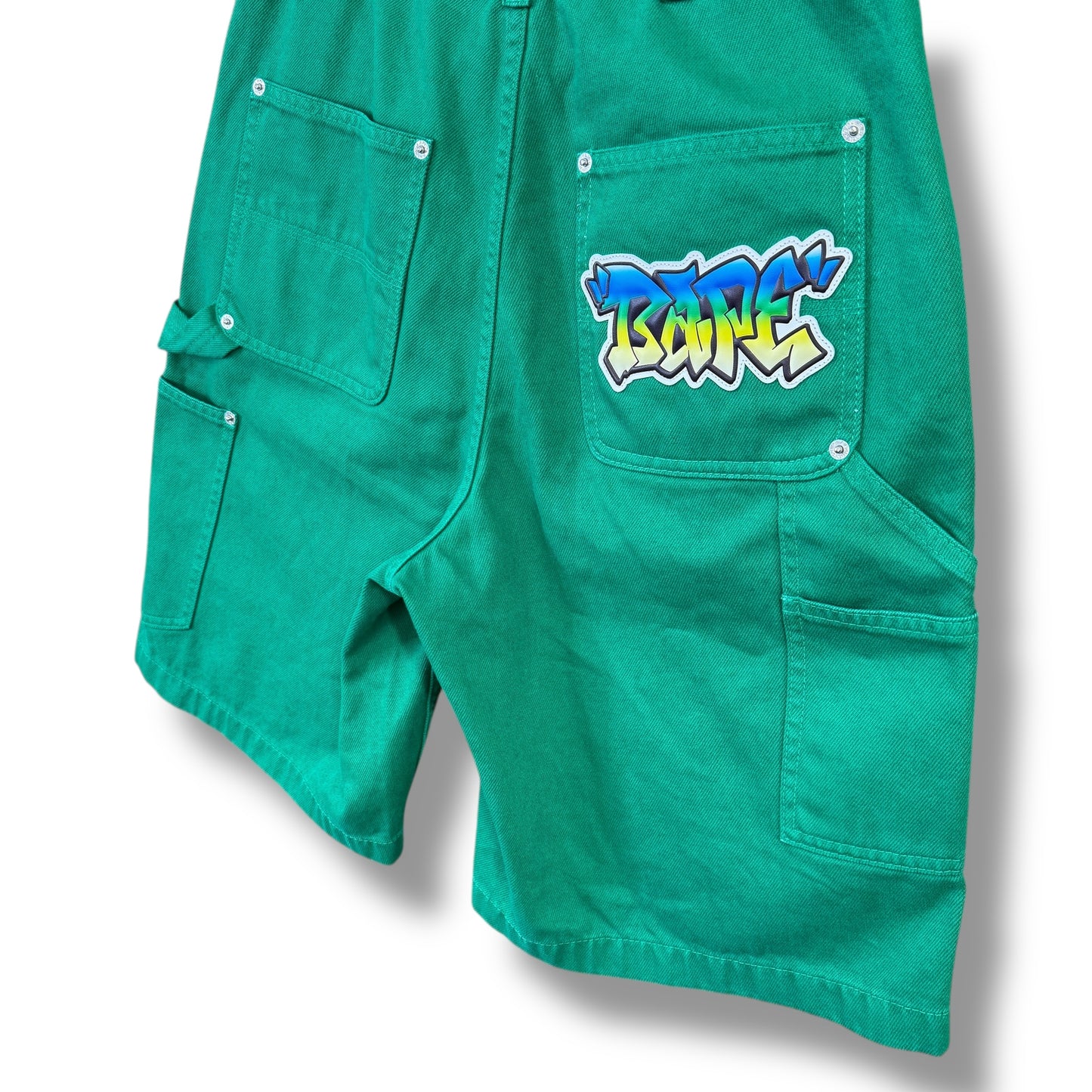 A BATHING APE jean shorts, Green, small