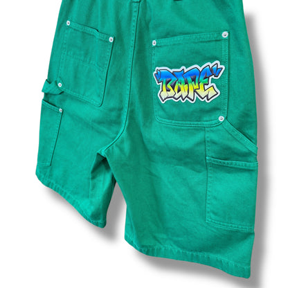 A BATHING APE jean shorts, Green, small