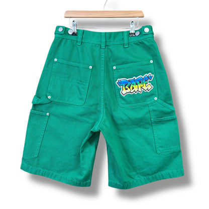 A BATHING APE jean shorts, Green, small