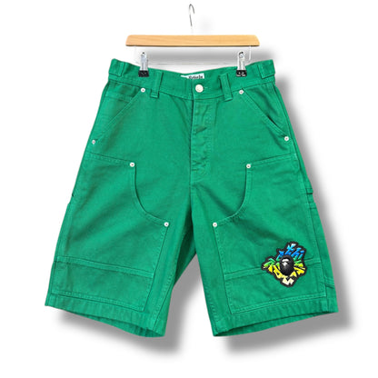 A BATHING APE jean shorts, Green, small