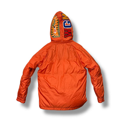 A Bathing Ape puffer coat, large, shark Hood, Orange