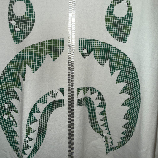 A bathing ape shark graphic T-shirt, small, white and green