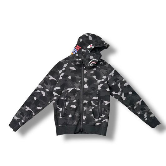 A BATHING APE Hoodie, Camo Design, black, medium relaxed