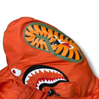 A Bathing Ape puffer coat, large, shark Hood, Orange