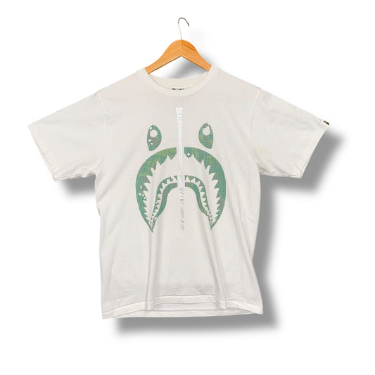 A bathing ape shark graphic T-shirt, small, white and green