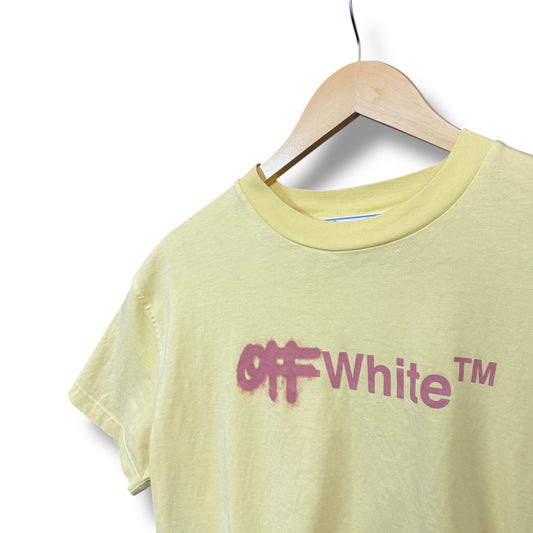 Off-white 'logo' t-shirt, small oversized, yellow