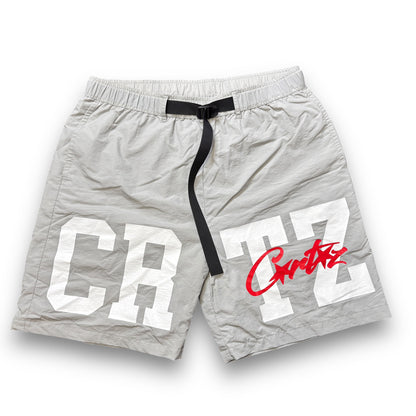 Corteiz shorts, grey & white, adjustable large