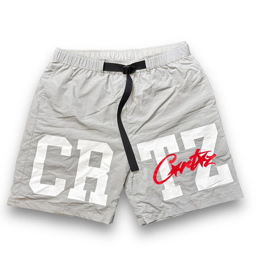 Corteiz shorts, grey & white, adjustable large