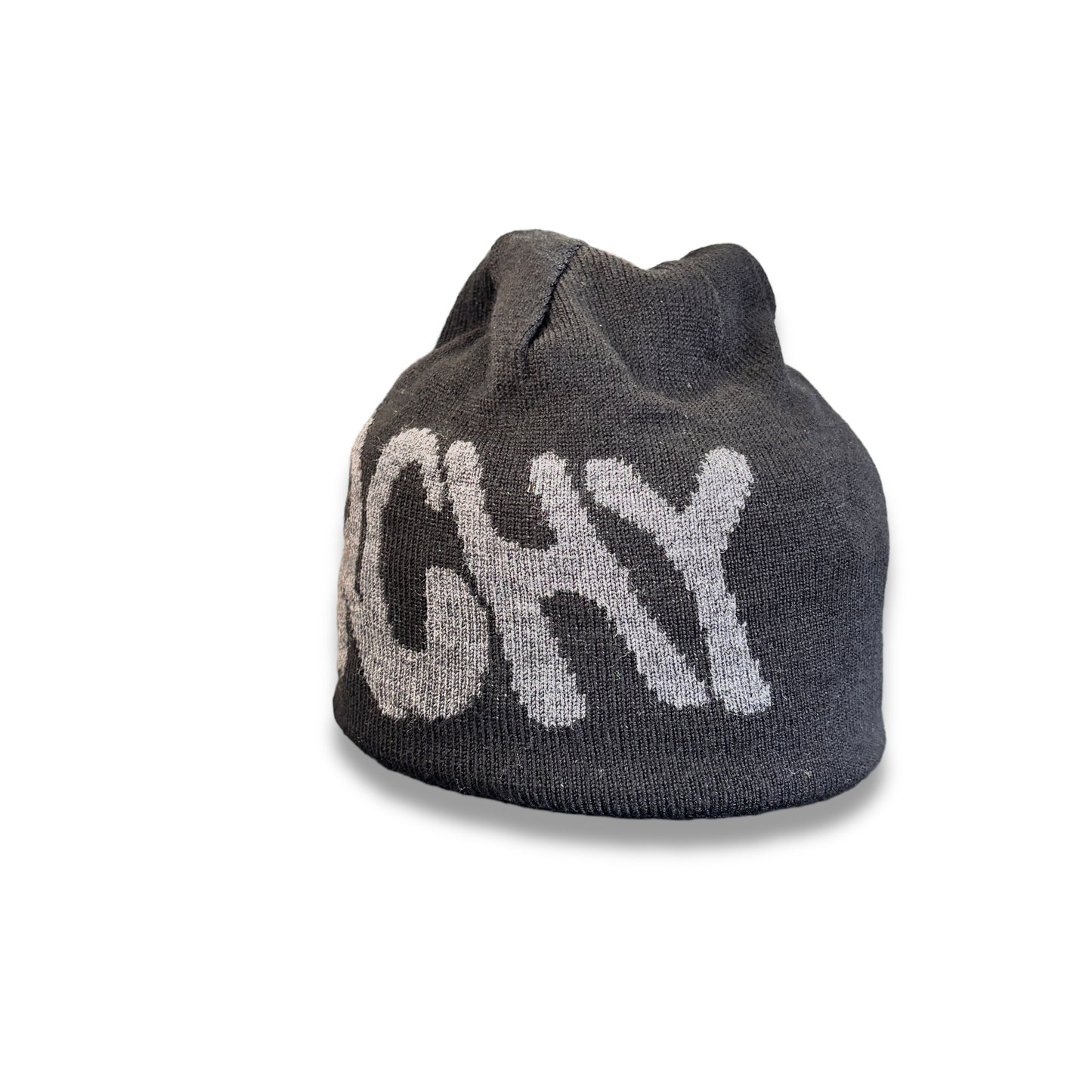 syna reversible beanie, black and grey, O/S