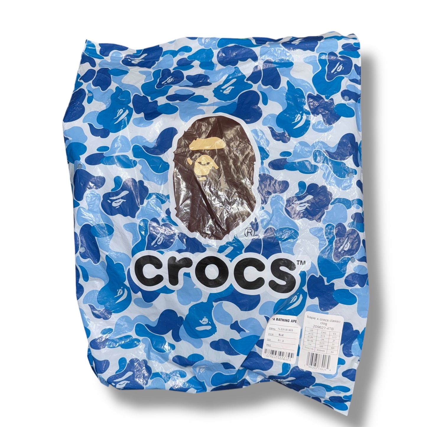 A bathing ape x CROCS BNWT, 13UK blue camo