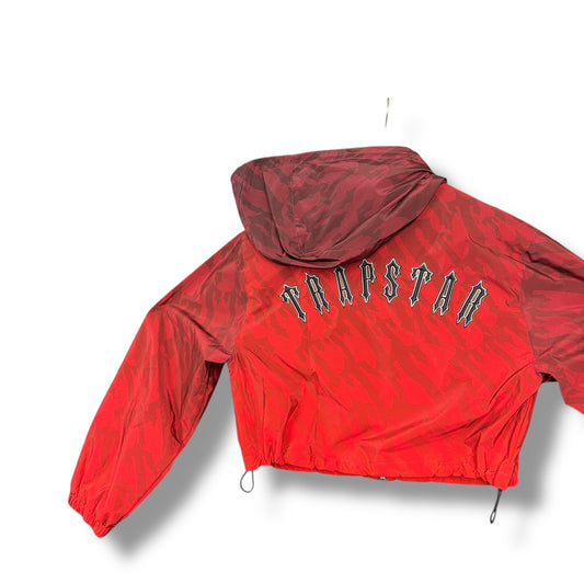 Trap star cropped jacket, womens, red, small