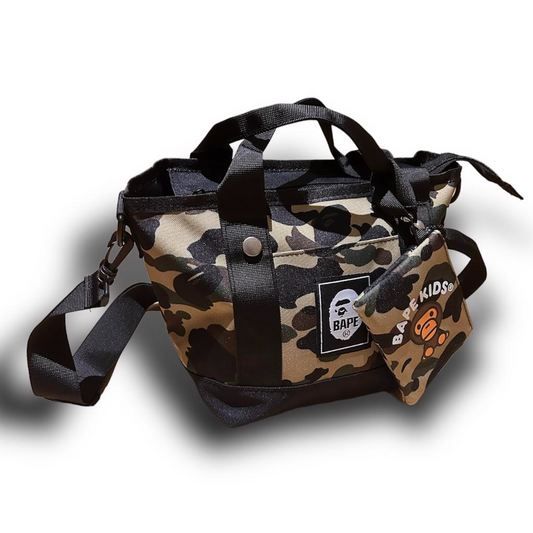 bape hand bag, beige abc camo. a bathing ape clutch bag - sustainablecloset.ltd